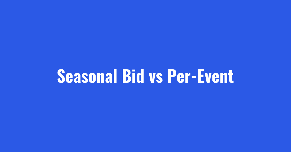 Seasonal bid versus per-event structures in standard commercial pricing
